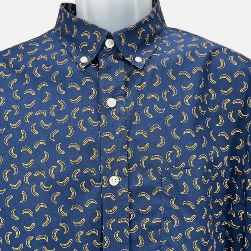 Banana Republic | Banana Print Luxe Poplin Untucked Slim Fit Shirt - Picture 3 of 5